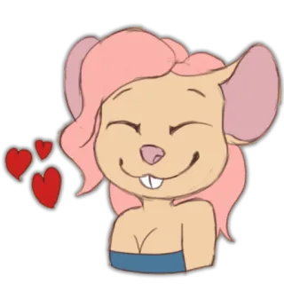 💕 Cartoon, Muis, Schattig, Hartjes, Dier, Roze haar telegram sticker