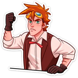 😔 мужчина, злой, мультфильм, стимпанк, очки, выражение telegram sticker