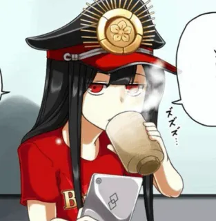 ☕️ Anime, Charakter, Weiblich, Rot, Getränk whatsapp sticker