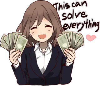 💸 This can solve everything 돈, 애니메이션, 행복, 금융, 부, 해결책 whatsapp sticker