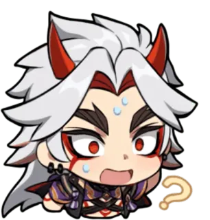 👹 Arataki Itto Genshin Impact anime, character, genshin impact, arataki itto, question mark, sticker telegram sticker
