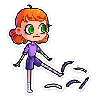 😡 cartoon, girl, kicking, character whatsapp sticker