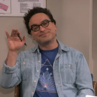 👋 Leonard Hofstadter The Big Bang Theory Leonard Hofstadter, The Big Bang Theory, glasses, scientist, actor, sitcom telegram sticker