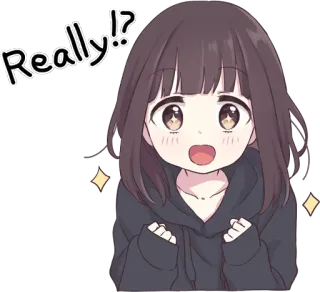 😳 Really!? Chica anime, Emocionada, Brillos, Lindo/a, Manga, Pregunta telegram sticker