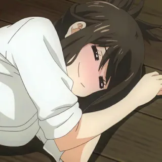 😊 anime, girl, lying down, cartoon telegram sticker