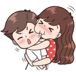 😚 만화, 커플, 사랑, 포옹, 로맨틱 whatsapp sticker