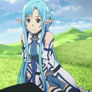 🖇 Asuna Sword Art Online 애니메이션, 소녀, 소드 아트 온라인, 아스나, 엘프, 파란 머리 telegram sticker
