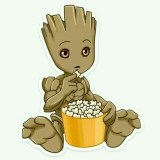 🌴 Groot Guardians of the Galaxy groot, marvel, vệ binh dải ngân hà, bắp rang bơ, phim, hoạt hình telegram sticker