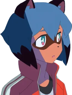 🤨 Michiru Kagemori BNA Anime, Tanuki, Antropomorfo, Capelli blu, Michiru, BNA telegram sticker