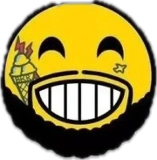 😆 emoji, smiley face, cartoon, ice cream, tattoo, beard, happy telegram sticker
