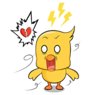 😱 pollito, enojado, corazón roto, dibujos animados, emoji, frustración, angustia whatsapp sticker