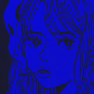 🚬 Mädchen, Blau, Lutscher, Anime, Manga telegram sticker