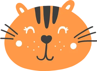 🐯 tiger, tier, gesicht, cartoon, süß, kawaii whatsapp sticker