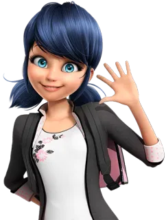 👋 Marinette Dupain-Cheng Miraculous: Tales of Ladybug & Cat Noir marinette, ladybug, miraculous, dessin animé, personnage, fille, salutation telegram sticker