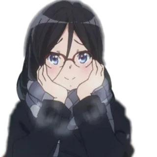 😊 Anime, Garota, Óculos, Cachecol, Inverno, Fofa telegram sticker