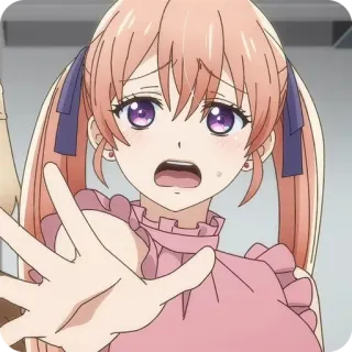🙅‍♀️ Anime, Dziewczyna, Zszokowana, Różowy, Słodki telegram sticker