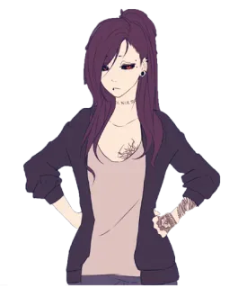 😐 BE NICE 0R cartoon, anime, goth, emo, girl, tattoo telegram sticker