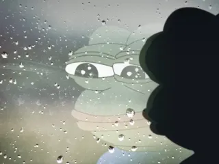 😢 Pepe the Frog pepe, grenouille, meme, triste, pluie telegram sticker