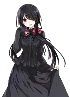 😏 Kurumi Tokisaki Date A Live anime, garota, olho vermelho, vestido preto, Date A Live, Kurumi Tokisaki telegram sticker