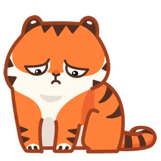 😔 tiger, animal, cartoon, sad, cute, sticker telegram sticker