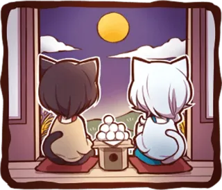 🎎 Katze, Mond, Fenster, Anime, süß, herzerwärmend whatsapp sticker