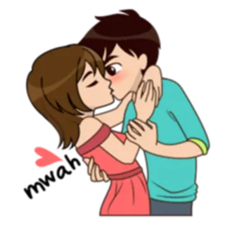 💋 カップル, キス, 愛, ロマンス, 漫画, 関係 telegram sticker