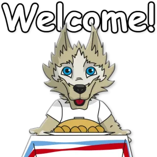 🙇 Welcome! willkommen, hund, kuchen, cartoon, gruß telegram sticker