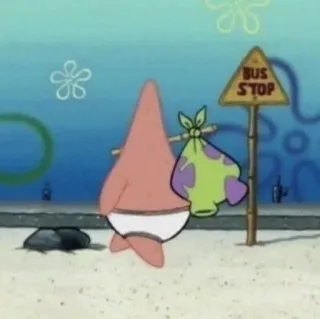 ✨ Patrick Star Spongebob Squarepants BUS STOP 만화, 뚱이, 버스 정류장, 스폰지밥, 애니메이션, 코미디 telegram sticker