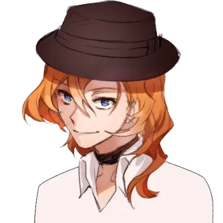 😊 Chuuya Nakahara Bungou Stray Dogs Anime, Charakter, Hut, Choker, Fanart telegram sticker