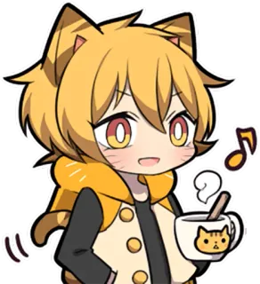 ☕ 고양이, 애니메이션, 귀여운, 귀여운, 음료, 음악, 만화 telegram sticker