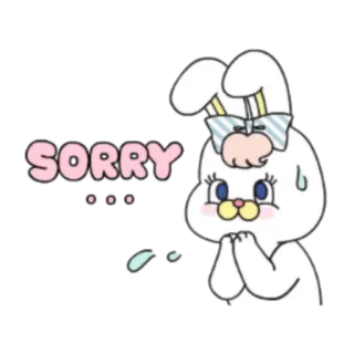 🙏 SORRY bunny, rabbit, sorry, apology, cute, cartoon, pleading whatsapp sticker