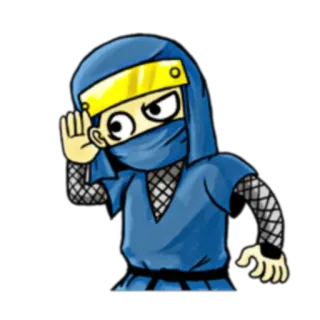 👂 ninja, dessin animé, personnage, bleu, arts martiaux, discrétion telegram sticker