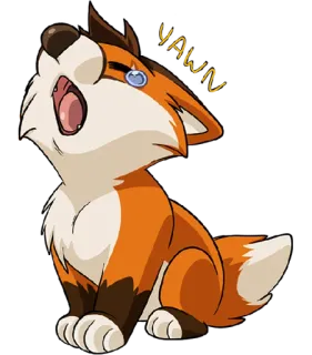 😴 YAWN лиса, зевок, сонный, животное, мультфильм, милый telegram sticker