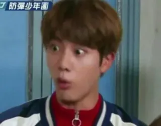 😳 Jin K-pop, BTS, surpreso, cantor, cara engraçada, ídolo whatsapp sticker