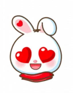 😍 lapin, amour, coeurs, mignon, écharpe, emoji, dessin animé whatsapp sticker