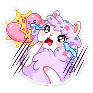 😢 Cartone animato, Lama, Piangente, Cuore spezzato, Carino, Adesivo, Emozione whatsapp sticker