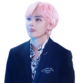 😜 V kpop, 아이돌, bts, 가수, 뷔, 한국, 남성 telegram sticker