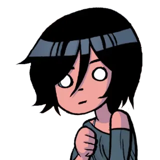 😶 Kim Pine Scott Pilgrim vs. the World cartoon, comic, indie, band, drummer, emo telegram sticker