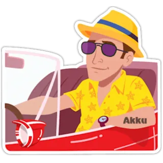 🏎 Akku auto, persona, estate, guida, cappello, occhiali da sole telegram sticker
