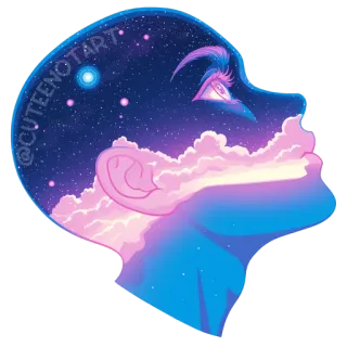 🌌 @CUTEENOTART art, space, clouds, eye, surreal telegram sticker
