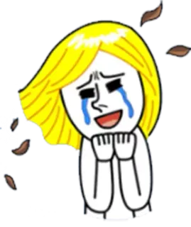 😊 泣く, 悲しい, 感情的, 涙, 漫画, 女性, ブロンド telegram sticker