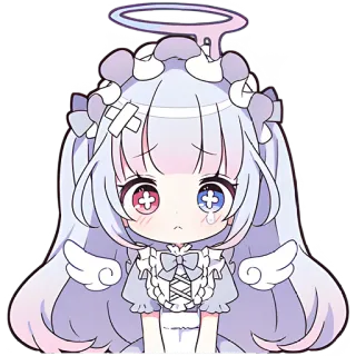😢 anime, chibi, girl, cute, halo, angel telegram sticker