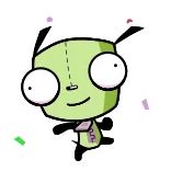 🥳 Gir Invader Zim alien, robot, dog, cartoon, green telegram sticker
