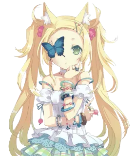 😐 anime girl, cute, butterfly, cartoon, digital art, character, illustration telegram sticker