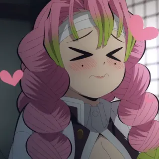 💗 Mitsuri Kanroji Demon Slayer Аниме, Сердечки, Милый, Мицури, Клинок, рассекающий демонов, Канроджи telegram sticker