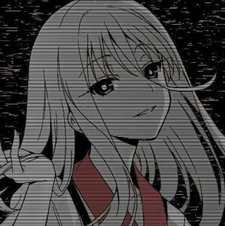 🖤 动漫女孩, 单色, 数字艺术, 唯美, 插画 telegram sticker