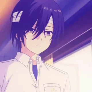⚡️ Anime, Masculino, Ferido, Personagem, Uniforme escolar, Cabelo roxo, Juventude telegram sticker