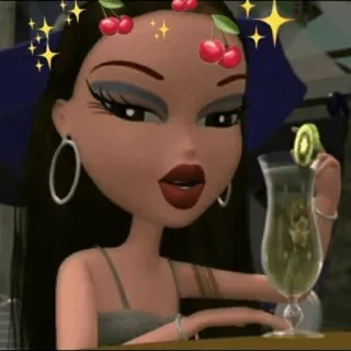 ⚡️ Jade Bratz Bratz, Jade, boneca, desenho animado, cerejas, brilhos telegram sticker