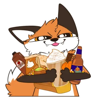 🎃 raposa, outono, halloween, abóbora, comida, outono whatsapp sticker