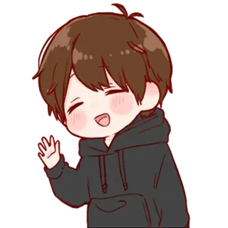 🐾 Anime, Anak laki-laki, Kartun, Lucu, Sapaan, Melambai, Tersenyum whatsapp sticker